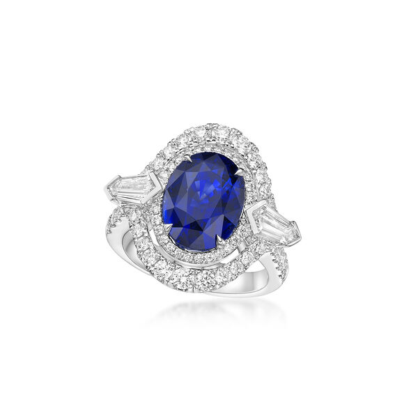 Royal Blue Sapphire and Diamond Ring